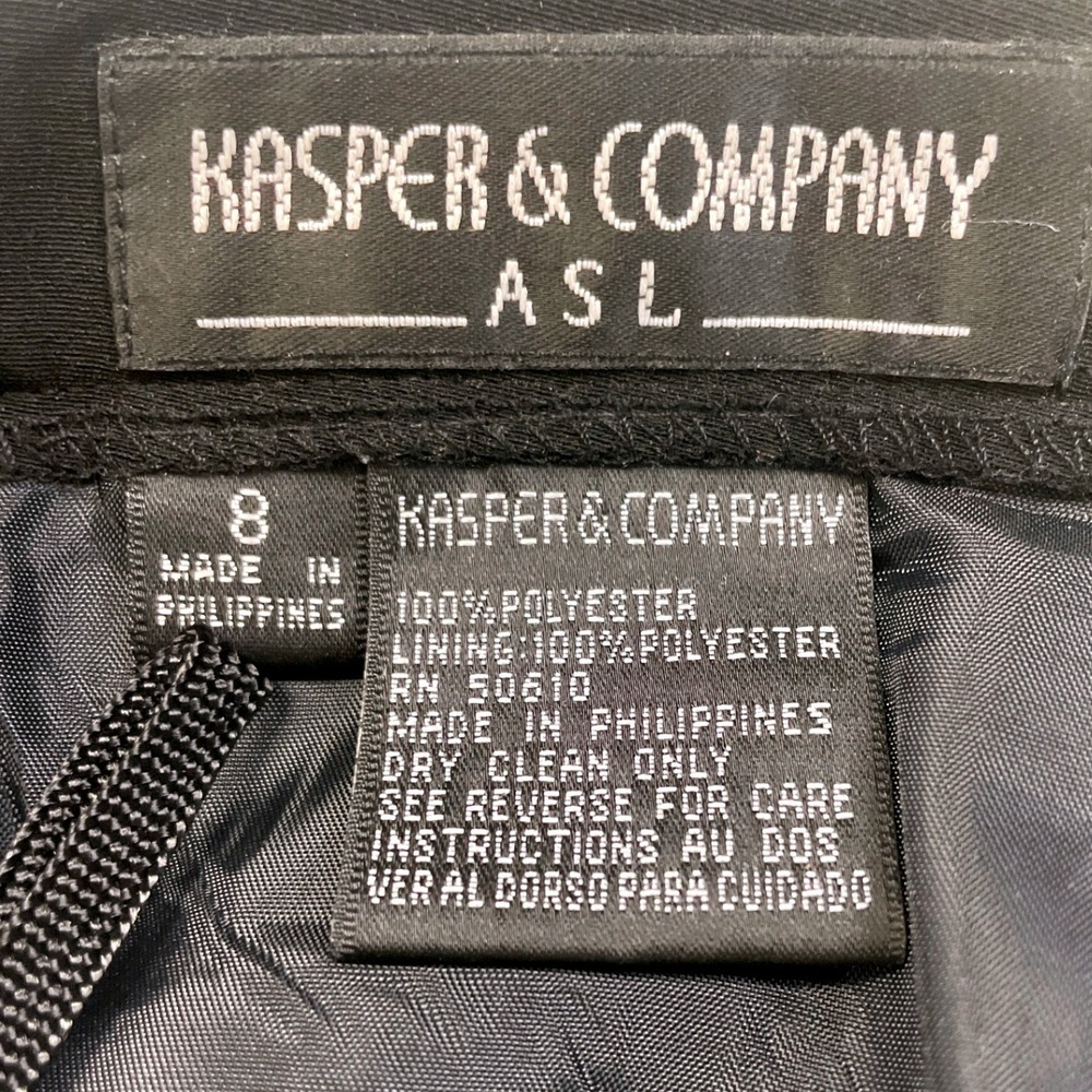 Kasper & Company ASL Black Pleated Dress Pants High Waist Straight Leg Size 8 - Picture 2 of 16